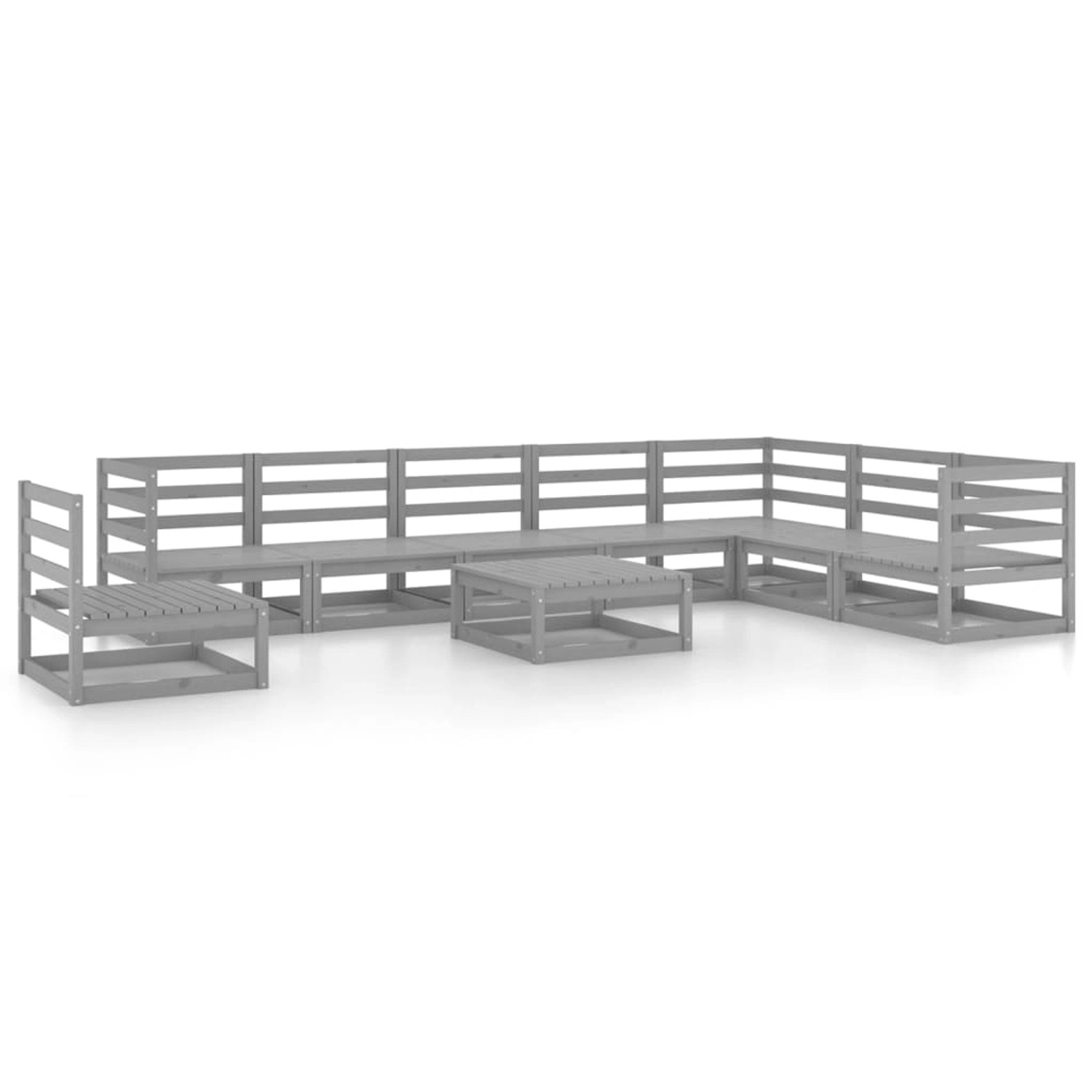 vidaXL 9-tlg Garten-Lounge-Set Grau Kiefer Massivholz Modell 15 günstig online kaufen