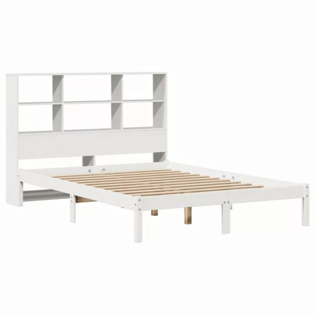 vidaXL Bett Massivholzbett mit Regal ohne Matratze Weiß 140x190 cm Kiefer günstig online kaufen