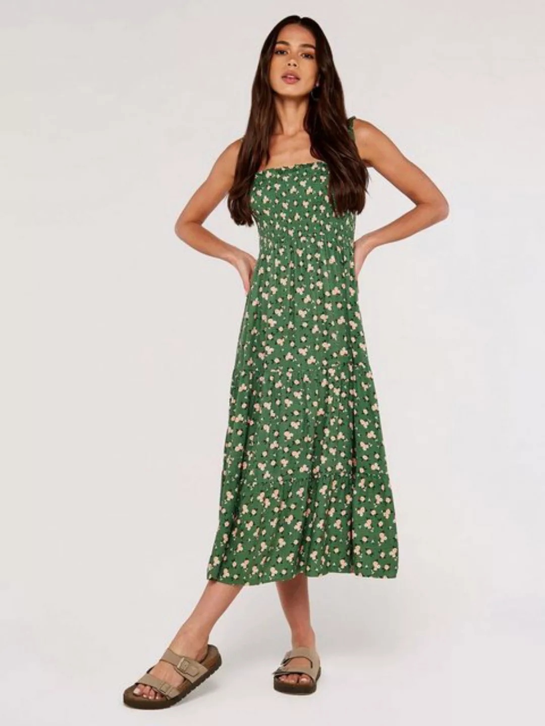 Apricot Sommerkleid geblümt, zusätzliche Features günstig online kaufen