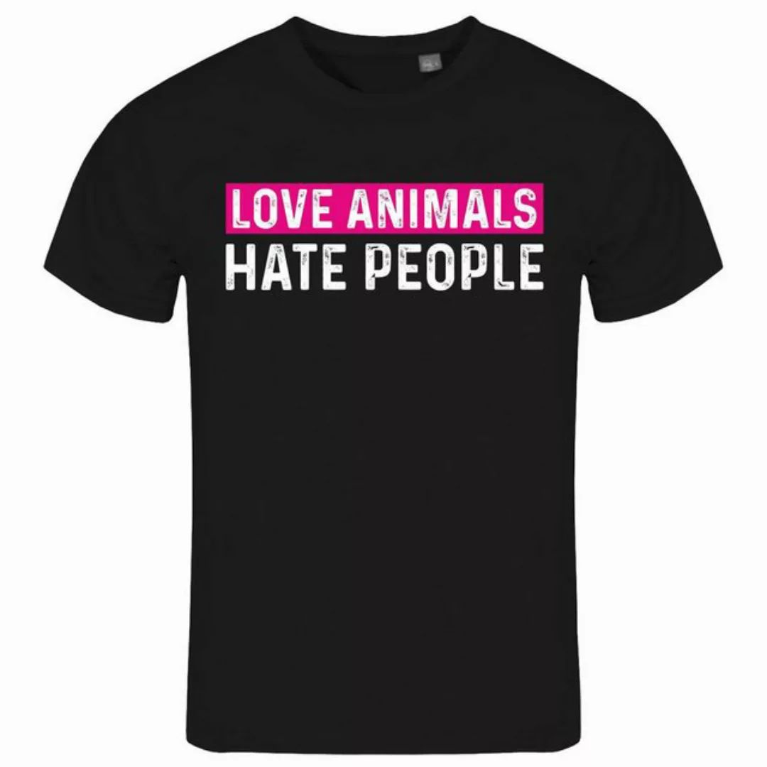 deinshirt Print-Shirt Herren T-Shirt Love Animals hate People pink Funshirt günstig online kaufen