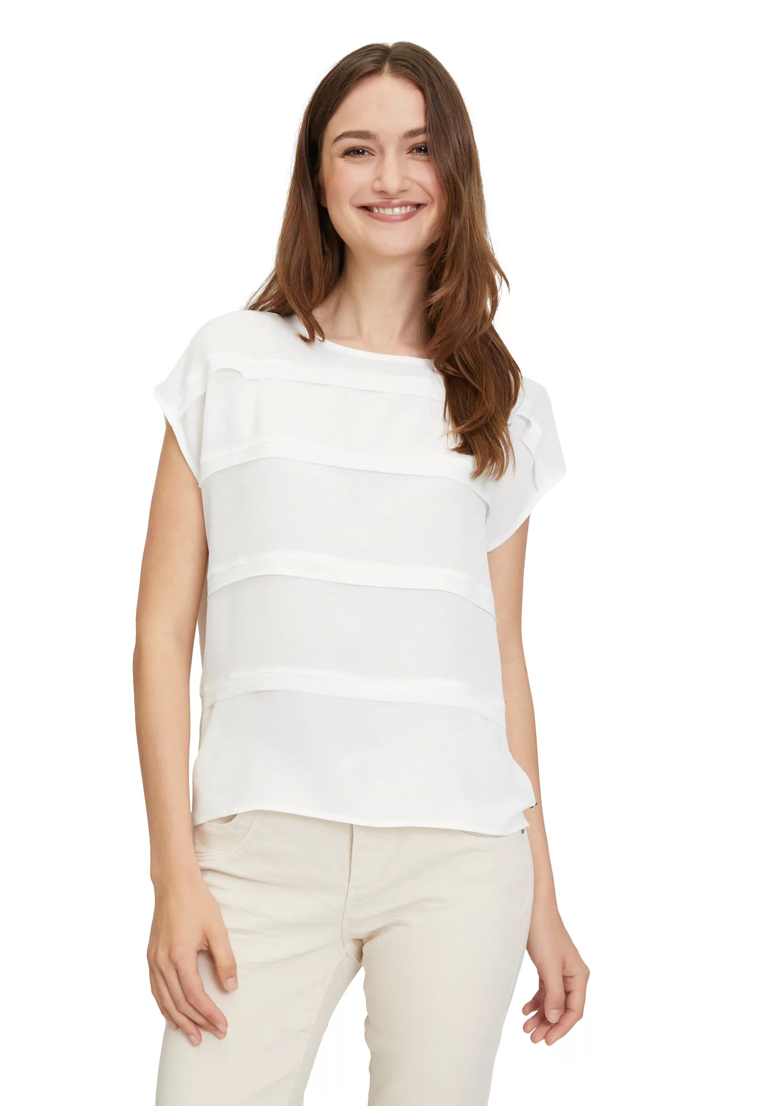 Betty&Co Kurzarmshirt "Betty & Co Casual-Shirt mit Webbesatz", Materialmix günstig online kaufen