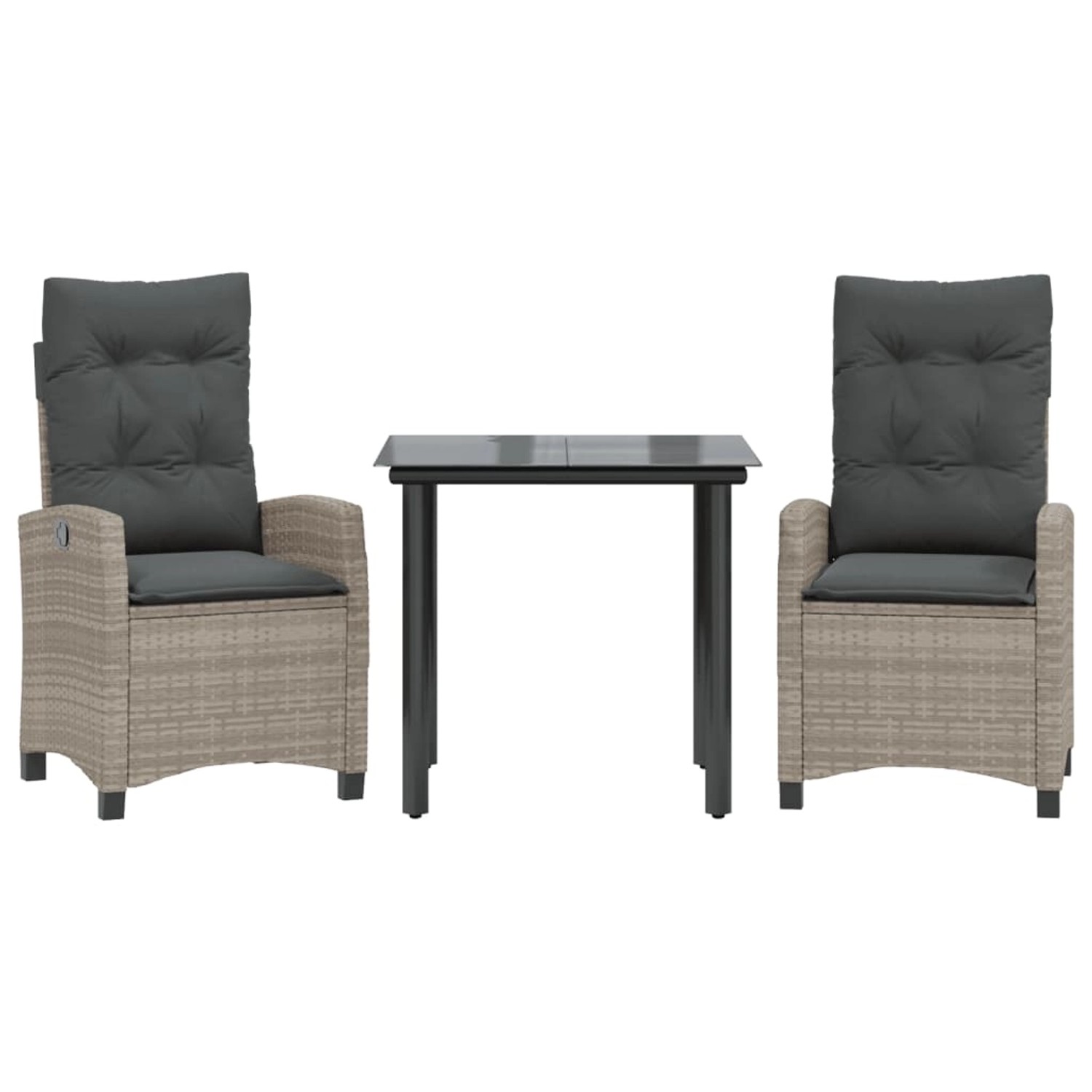 vidaXL 3-Tlg Garten-Essgruppe mit Kissen Hellgrau Poly Rattan 3212852 günstig online kaufen