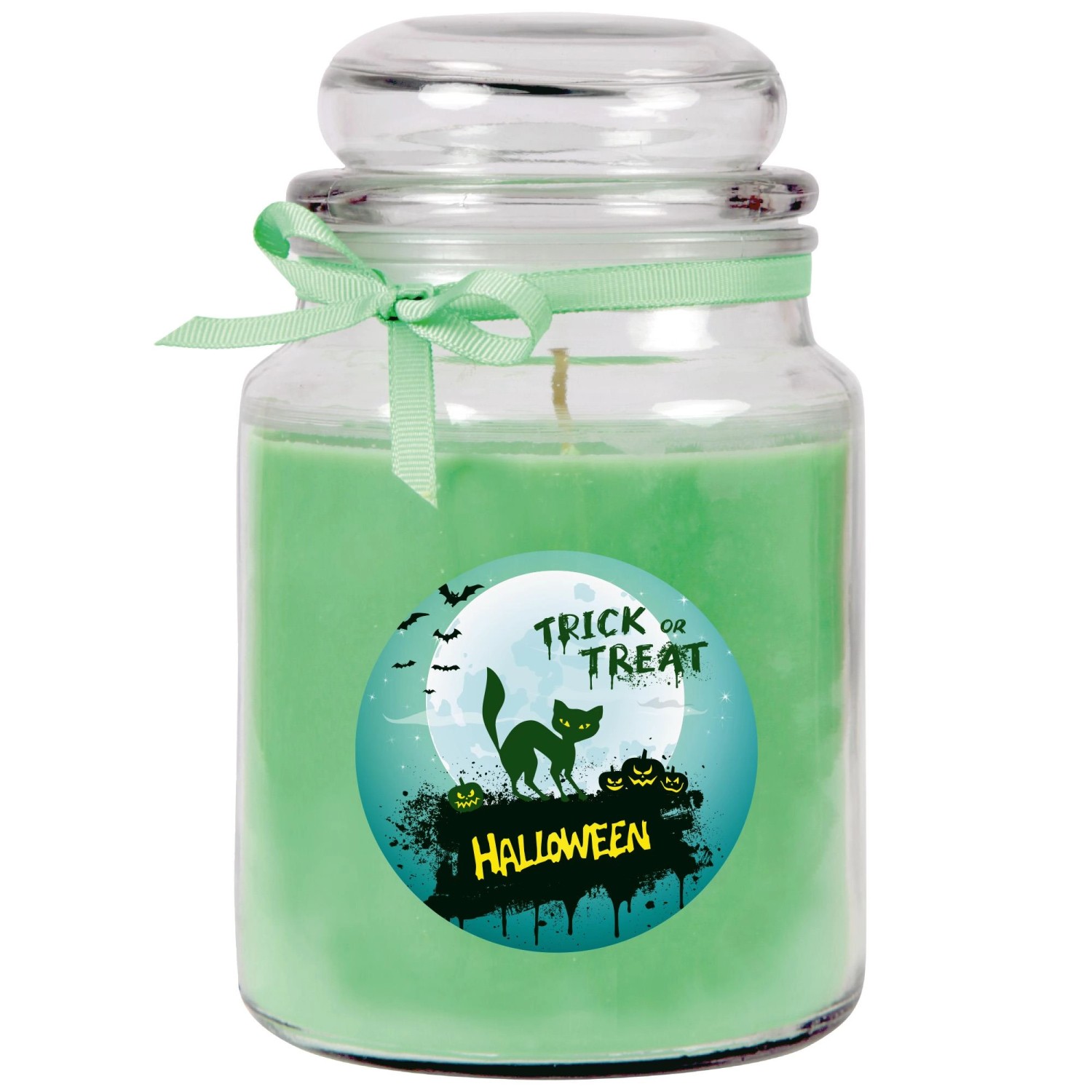 HS Candle Duftkerze & Glas Halloween Grün Bonbon 110h günstig online kaufen