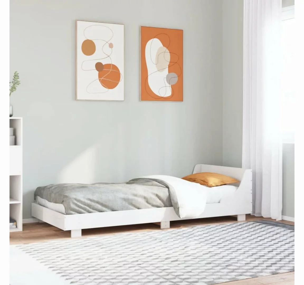 vidaXL Bett, Massivholzbett ohne Matratze Weiß 75x190 cm Kiefernholz günstig online kaufen