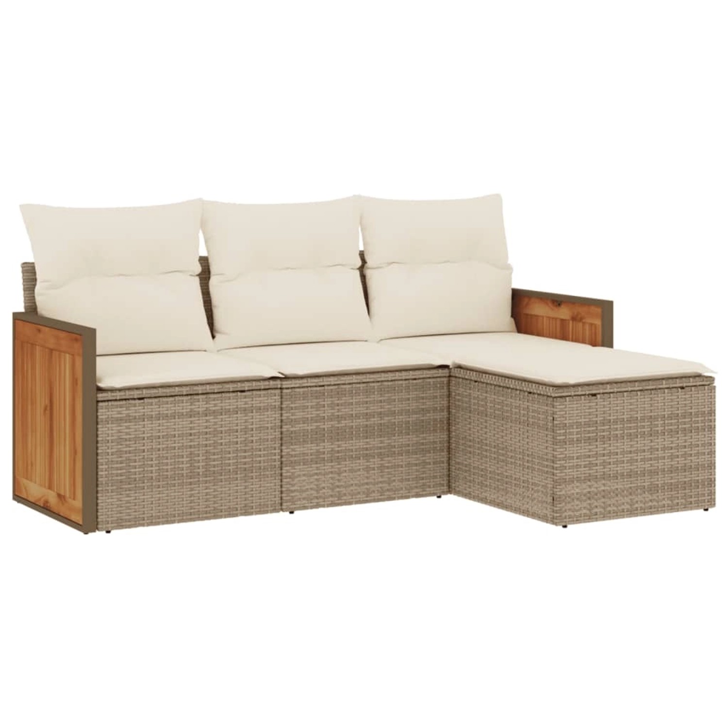 vidaXL 4-Tlg Garten-Sofagarnitur mit Kissen Beige Poly Rattan 3259986 günstig online kaufen