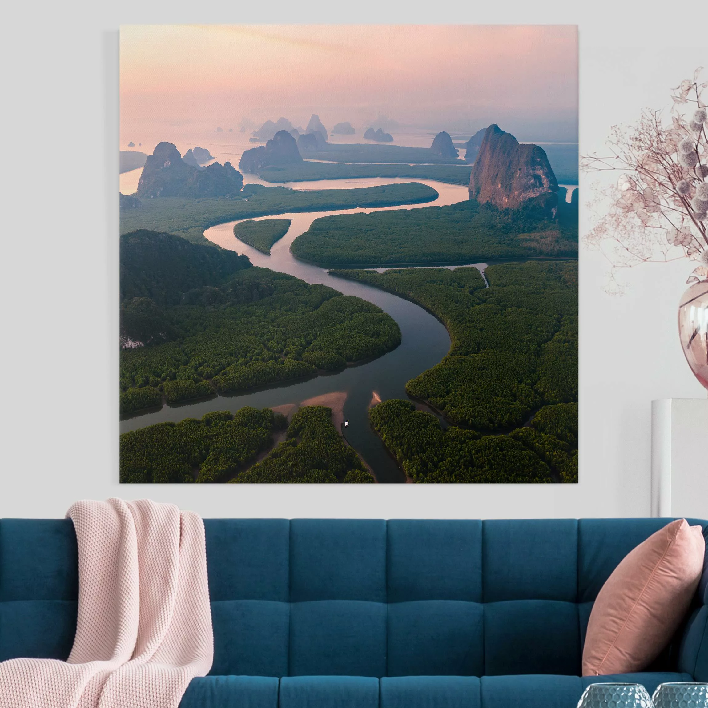 Leinwandbild Flusslandschaft in Thailand günstig online kaufen