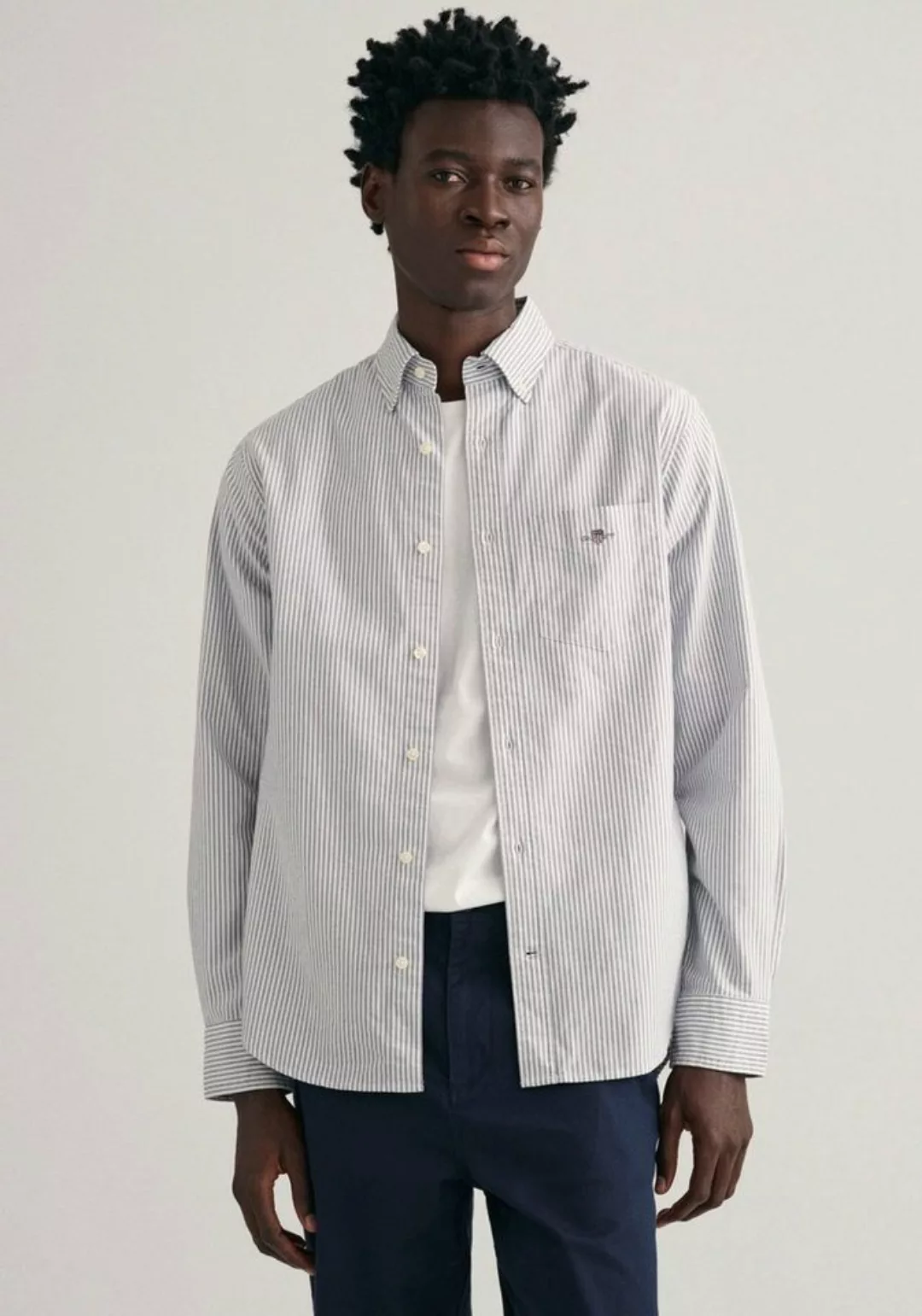 Gant Langarmhemd Regular Fit Oxford Hemd strukturiert langlebig dicker gest günstig online kaufen