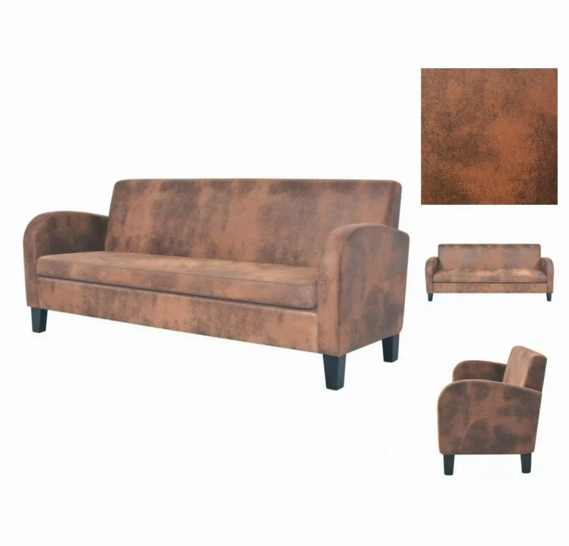 vidaXL Sofa 3-Sitzer Sofa Kunstleder Wildleder-Optik Braun günstig online kaufen