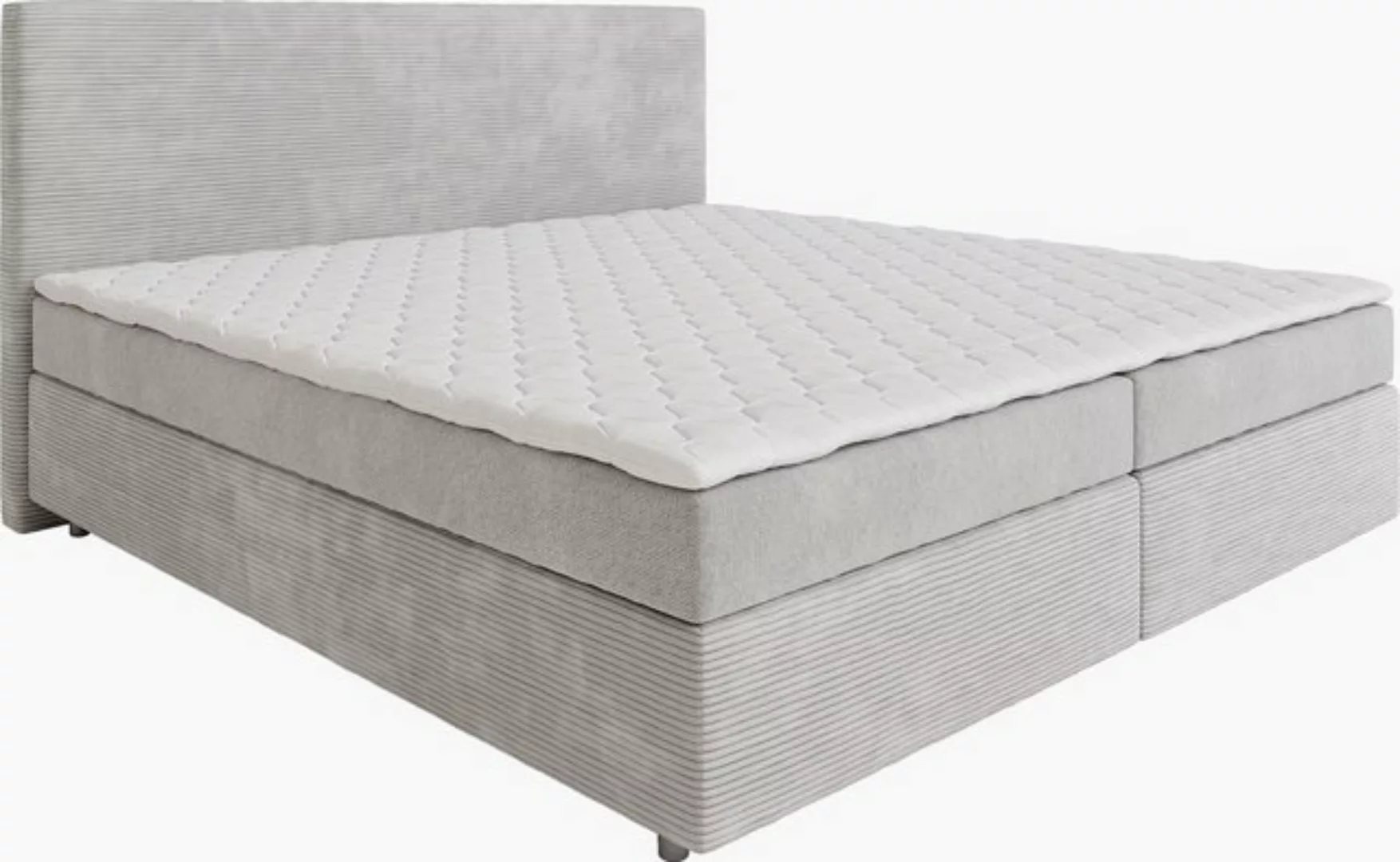 DELIFE Boxspringbett Dream-Well, Cord Silbergrau 200x200 cm Bonell-Matratze günstig online kaufen