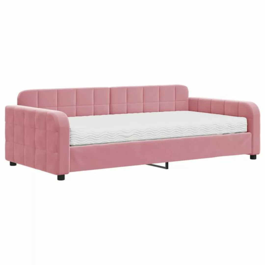 vidaXL Gästebett Gästebett Tagesbett mit Matratze Rosa 100x200 cm Samt Bett günstig online kaufen