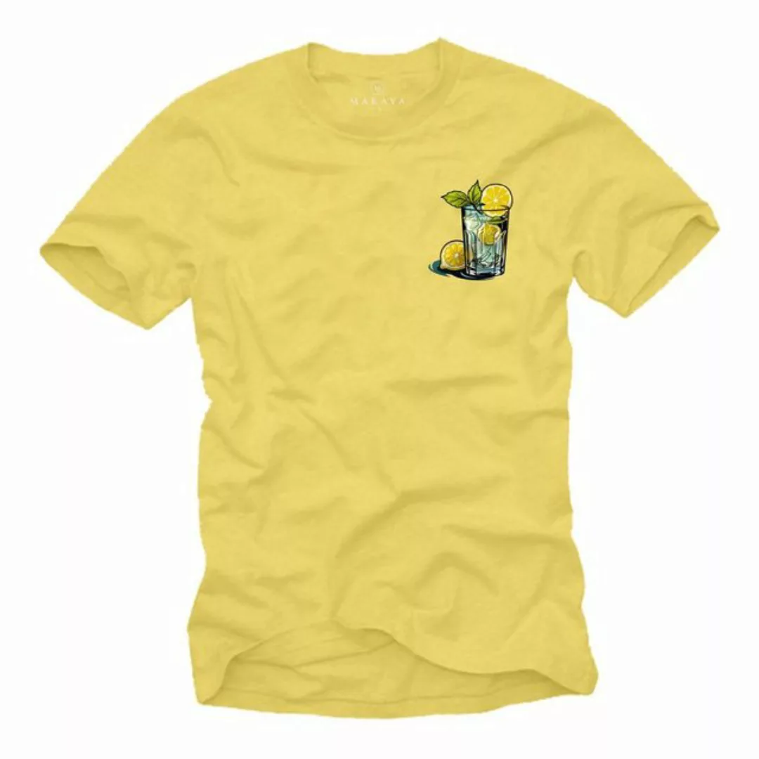 MAKAYA T-Shirt Herren Gin Tonic Gläser Motiv Aufdruck Sommer Print Baumwoll günstig online kaufen