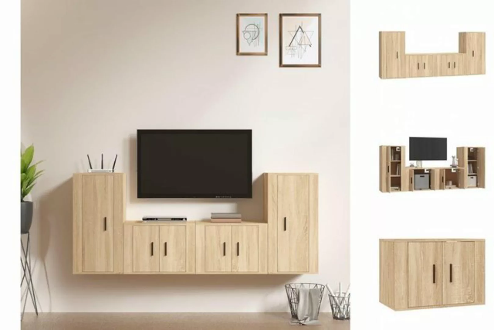 vidaXL TV-Schrank 4-tlg. TV-Schrank-Set Sonoma-Eiche Holzwerkstoff (4-St) günstig online kaufen