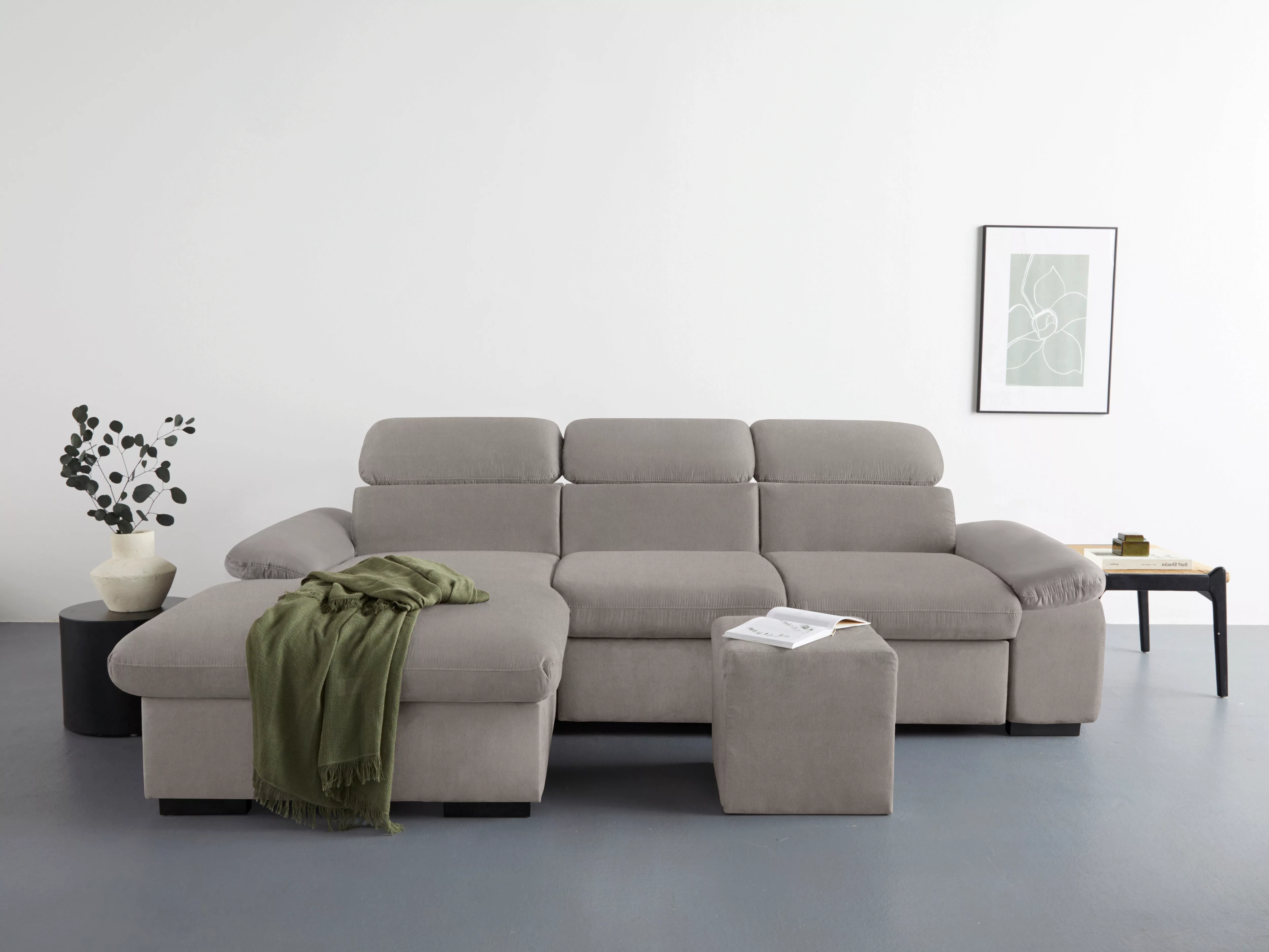 COTTA Ecksofa "Lola L-Form", (Set, mit Hocker), mit Hocker & Kopfteilfunkti günstig online kaufen