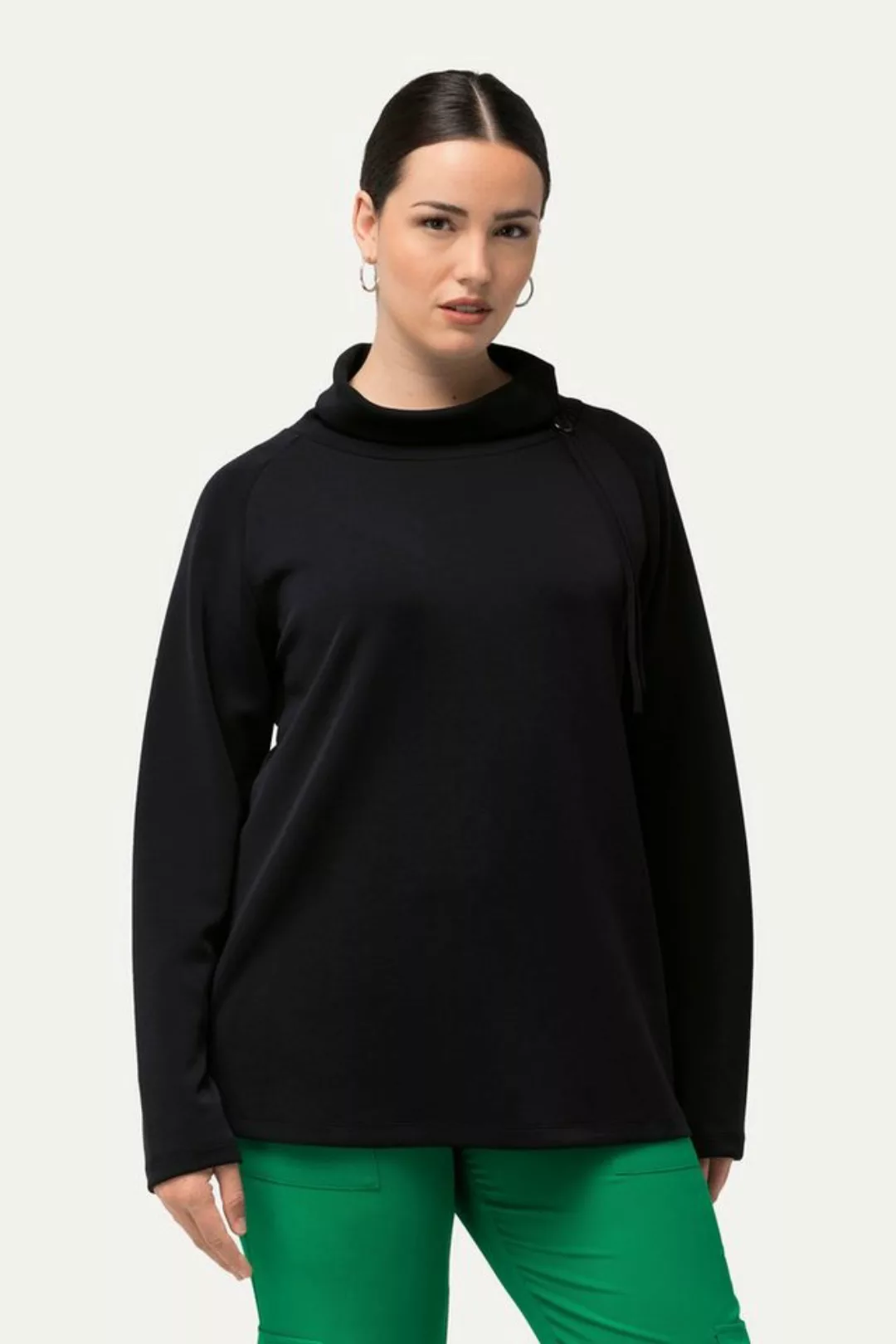 Ulla Popken Sweatshirt Sweatshirt Modalmix Stehkragen Zipper Langarm günstig online kaufen