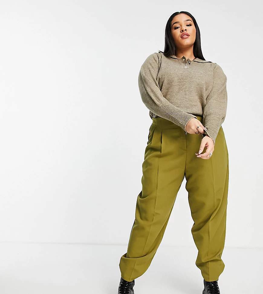 Vero Moda Curve – Pullover in Hellbraun mit Bündchendetail günstig online kaufen