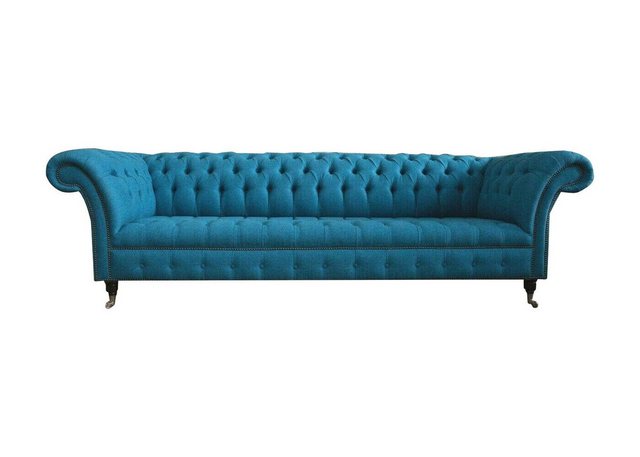 Xlmoebel Chesterfield-Sofa Blaue XXL Big Sofa Couch Chesterfield 265cm Pols günstig online kaufen