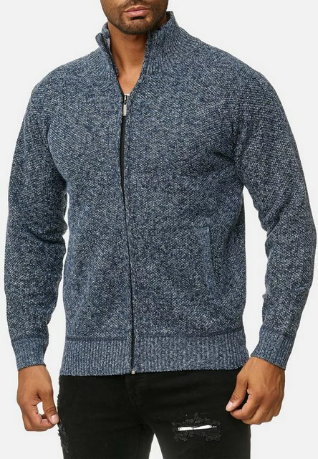 Max Men Cardigan Cardigan mit Stehkragen Strickjacke mit Design 2502 in Bla günstig online kaufen