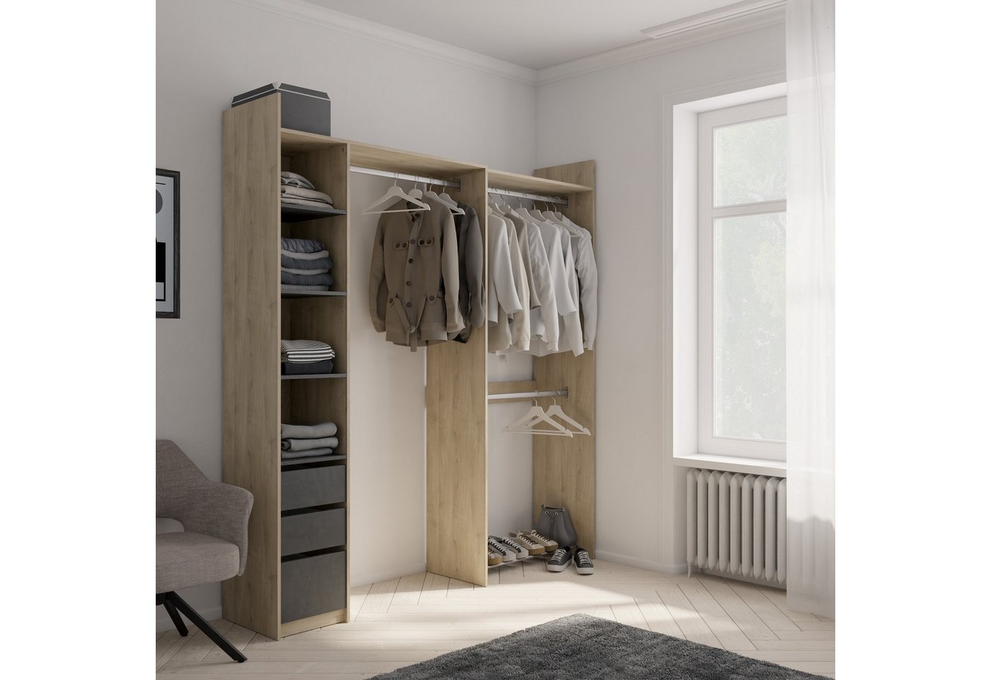 freiraum Kleiderschrank SWING in Kronberg Eiche - 199,7x218,3x43,9cm (BxHxT günstig online kaufen