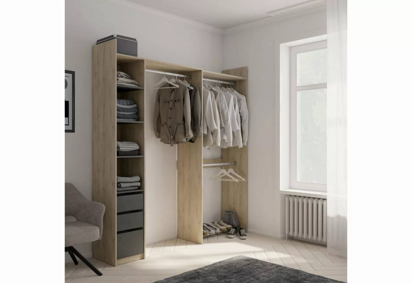 PREISBRECHER Kleiderschrank SWING in Kronberg Eiche - 199,7x218,3x43,9cm (B günstig online kaufen