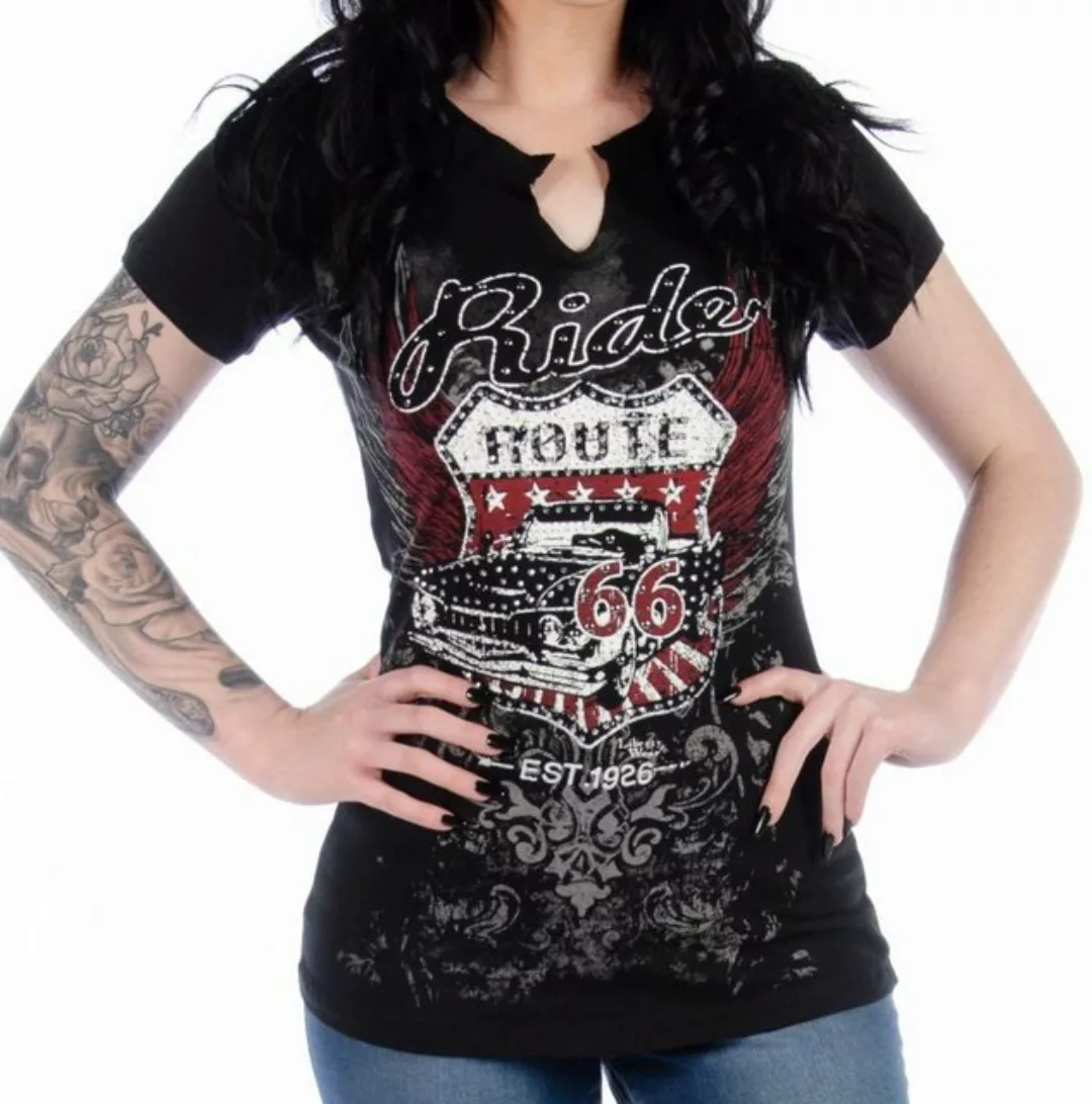 Westernlifestyle T-Shirt Kicks on Route 66 schwarzes T-Shirt günstig online kaufen