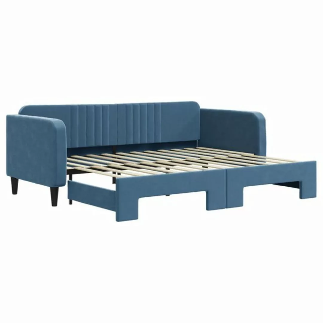 vidaXL Gästebett Gästebett Tagesbett Ausziehbar Blau 90x200 cm Samt Bett Be günstig online kaufen