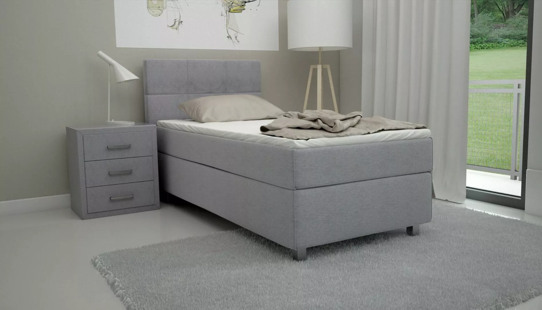 Möbelfreude Boxspringbett Boxspringbett Bea Beige/grau 220x220 cm H2/H3, Be günstig online kaufen