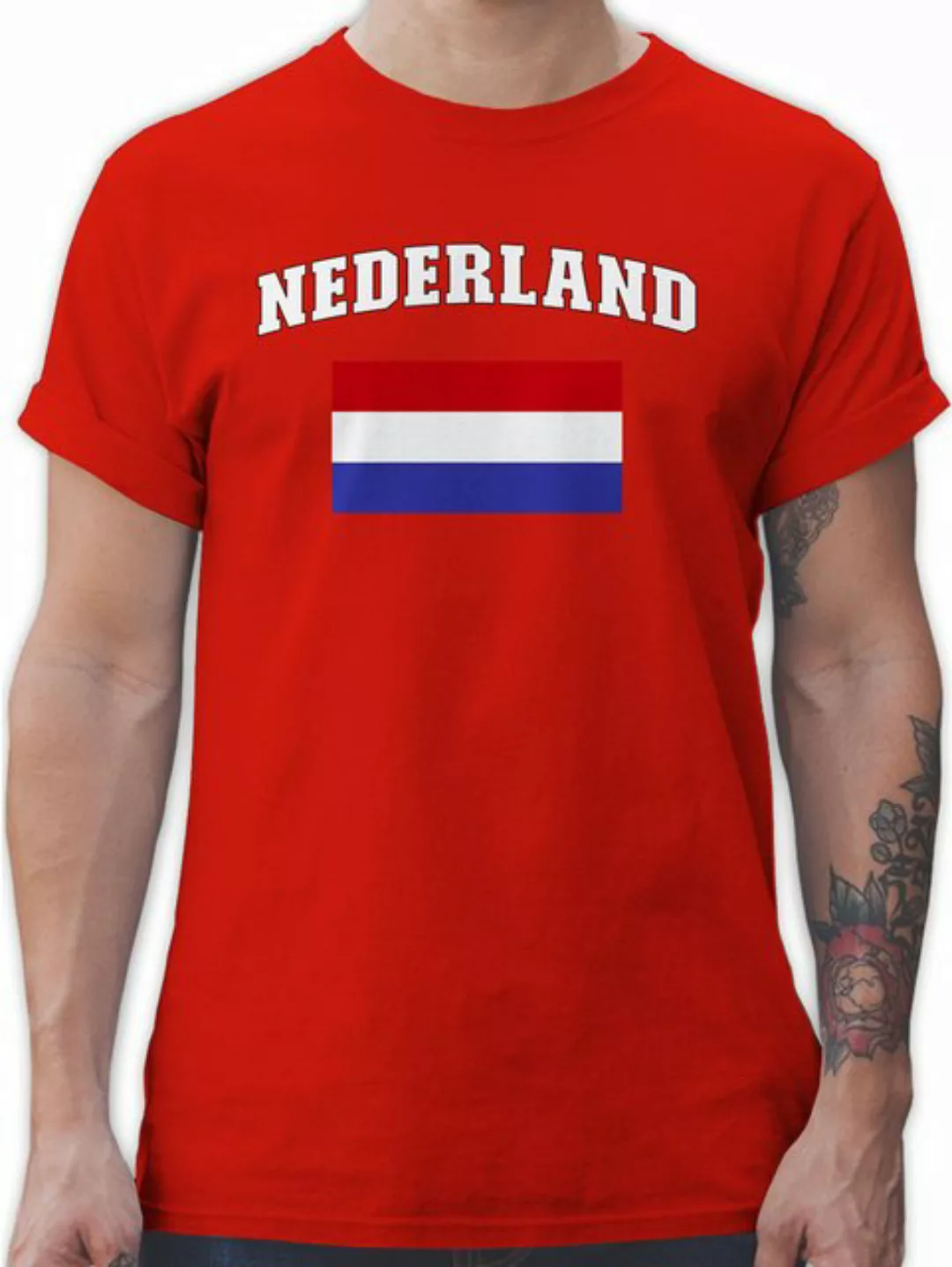 Shirtracer T-Shirt Nederland Schriftzug mit Flagge, Holland, Niederlande, N günstig online kaufen