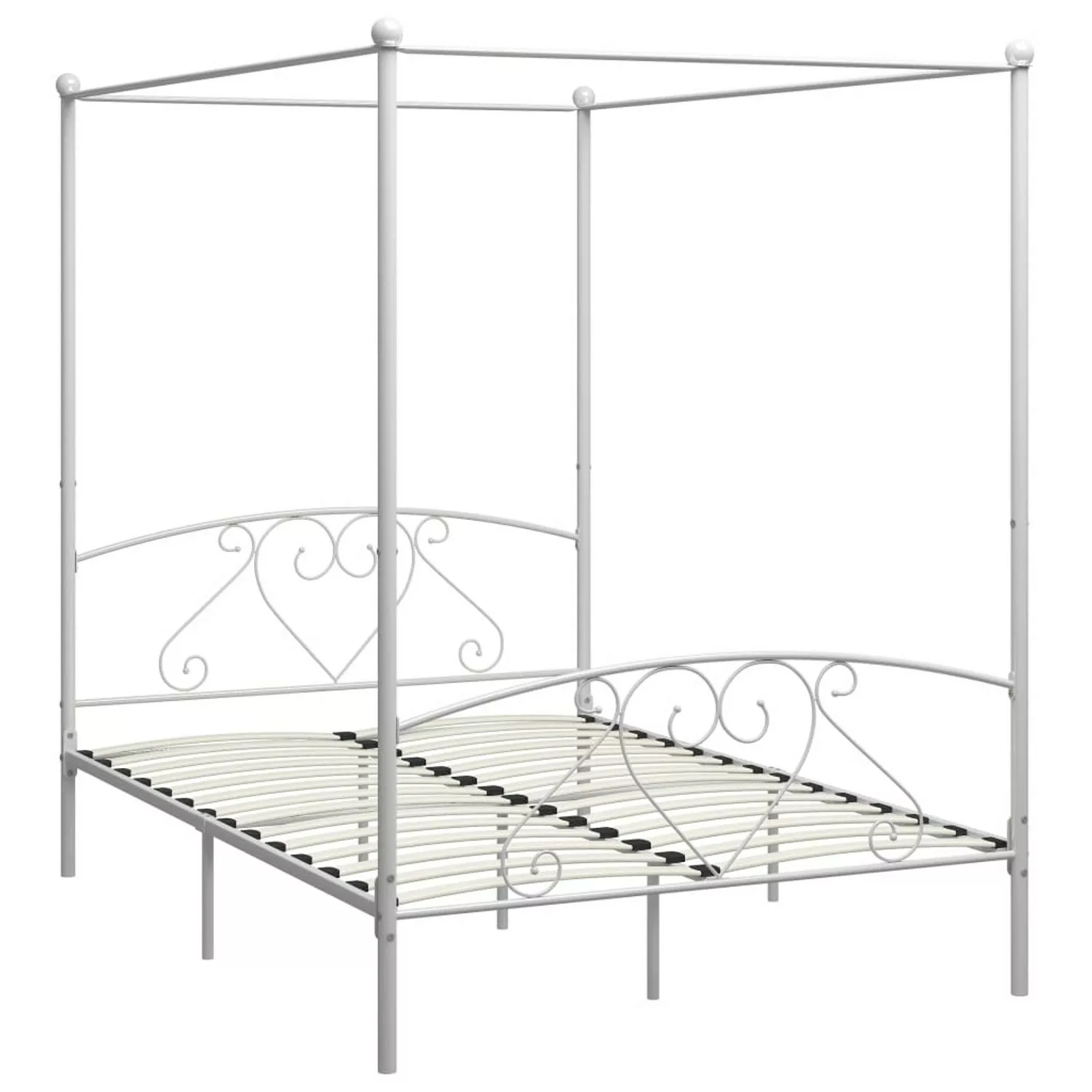 Himmelbett-gestell Weiß Metall 140 X 200 Cm günstig online kaufen