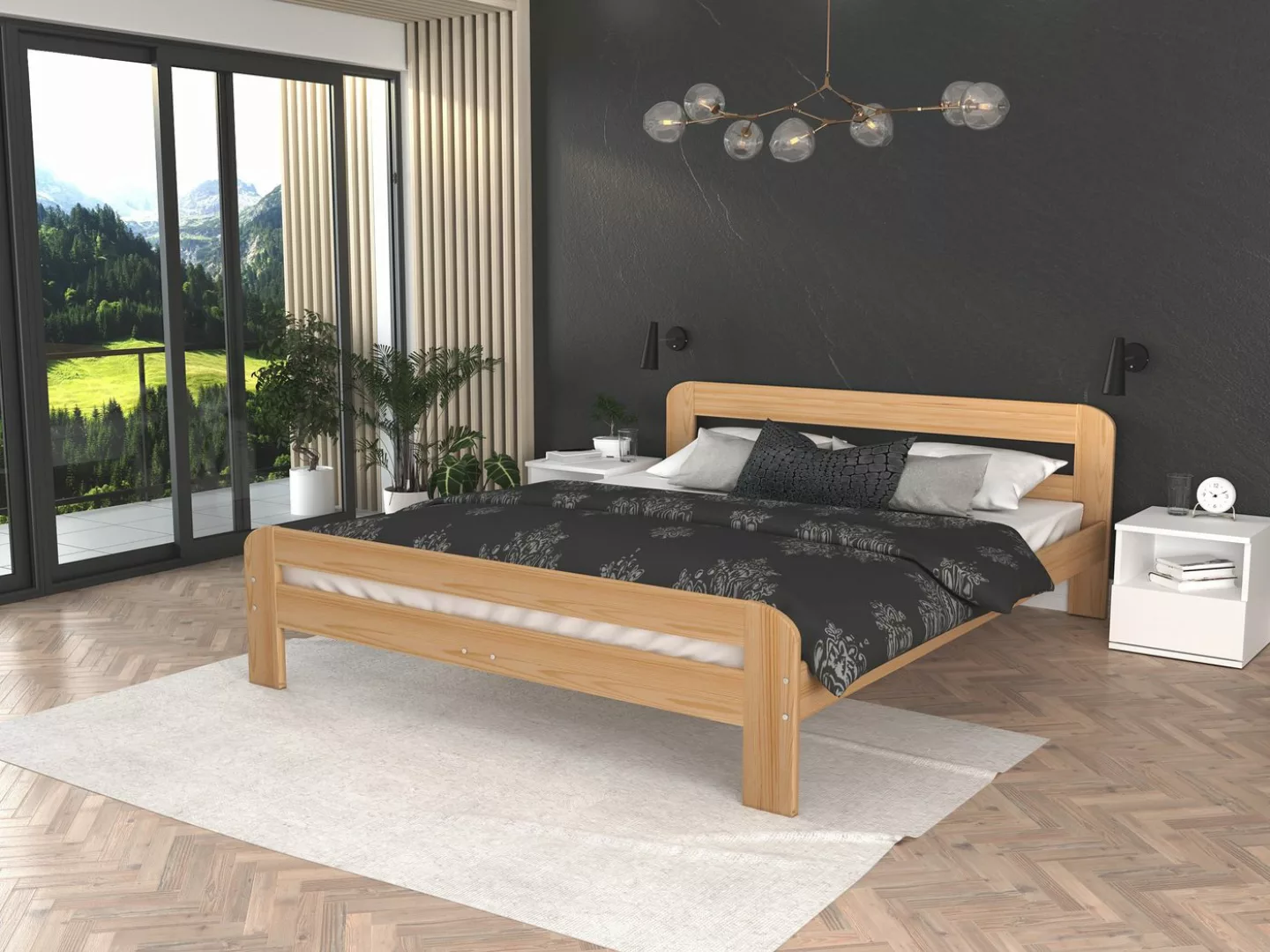 Siblo Bett Sorrento (Massives Kiefernholz, Massiver Lattenrost), Massives K günstig online kaufen