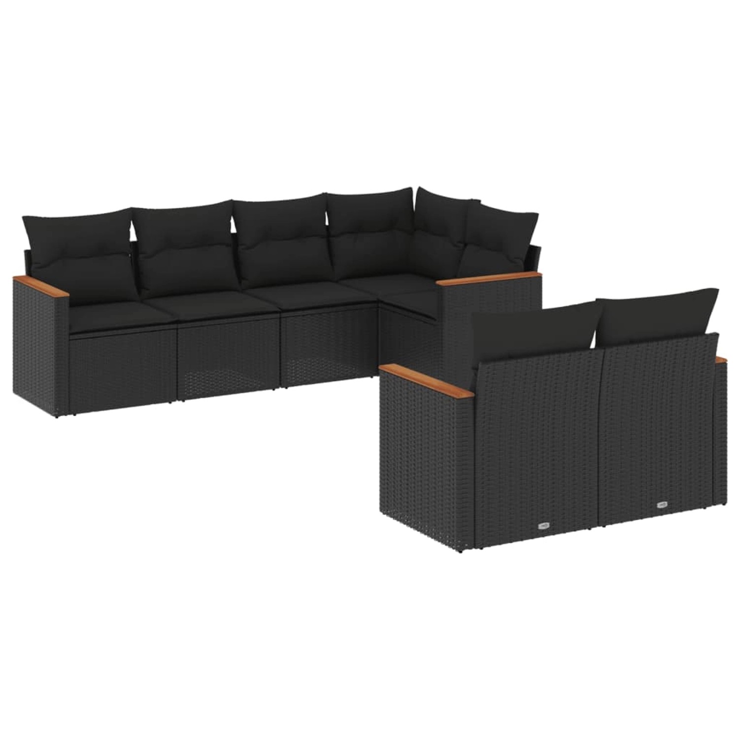 vidaXL 7-Tlg Garten-Sofagarnitur mit Kissen Schwarz Poly Rattan 3226139 günstig online kaufen