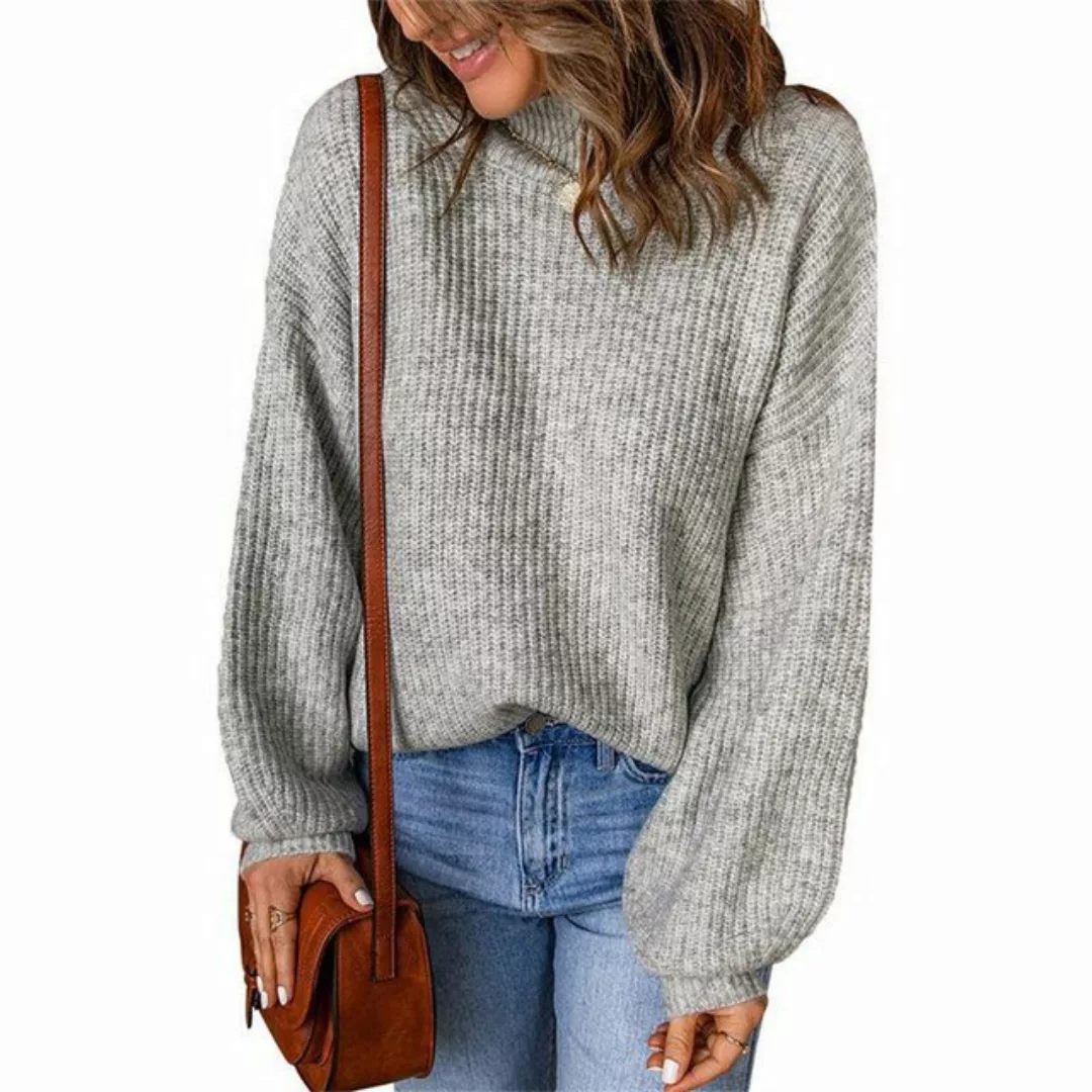 RUZU UG Strickpullover pullover damen Strickpullover Einfarbiger Pullover l günstig online kaufen