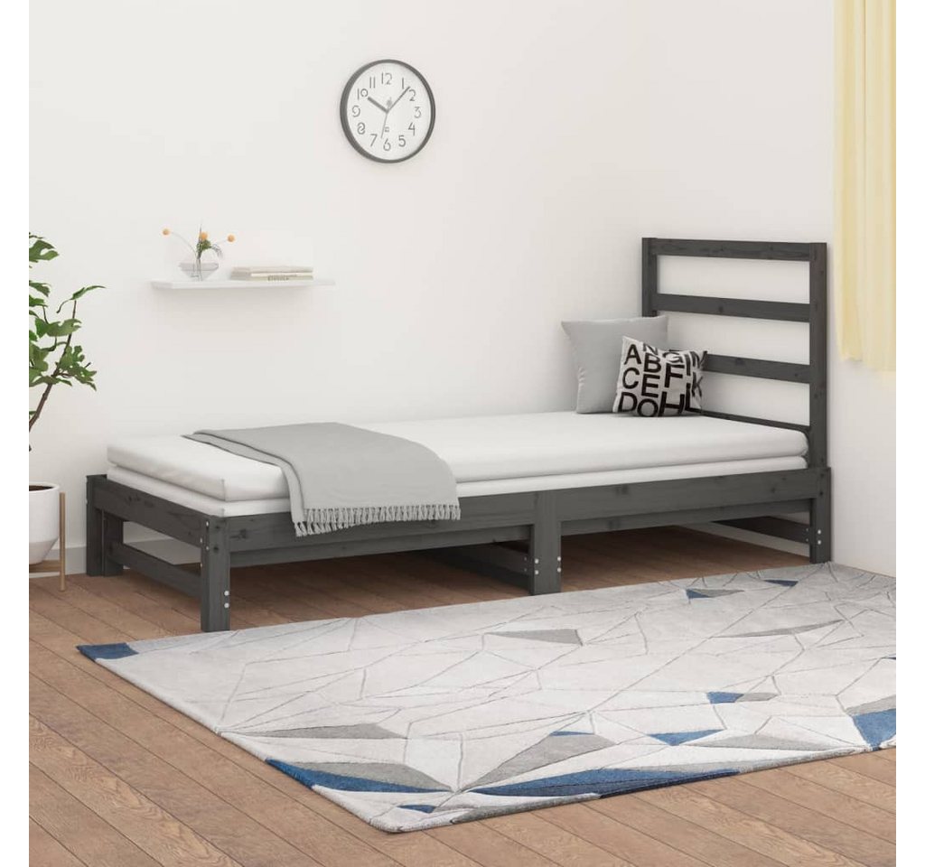 vidaXL Gästebett Gästebett Tagesbett Ausziehbar Grau 2x90x200 cm Massivholz günstig online kaufen