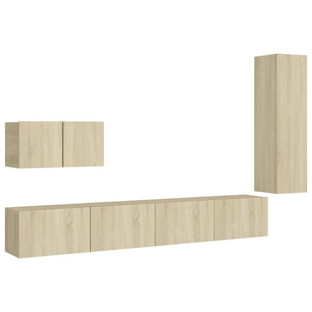 furnicato TV-Schrank 4-tlg. TV-Schrank-Set Sonoma-Eiche Holzwerkstoff günstig online kaufen