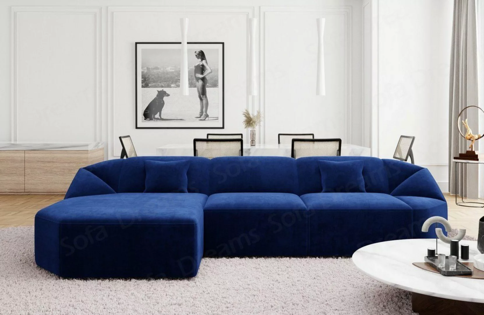 Sofa Dreams Ecksofa Design Polster Samtstoff Sofa Cabrera L Form kurz Stoff günstig online kaufen