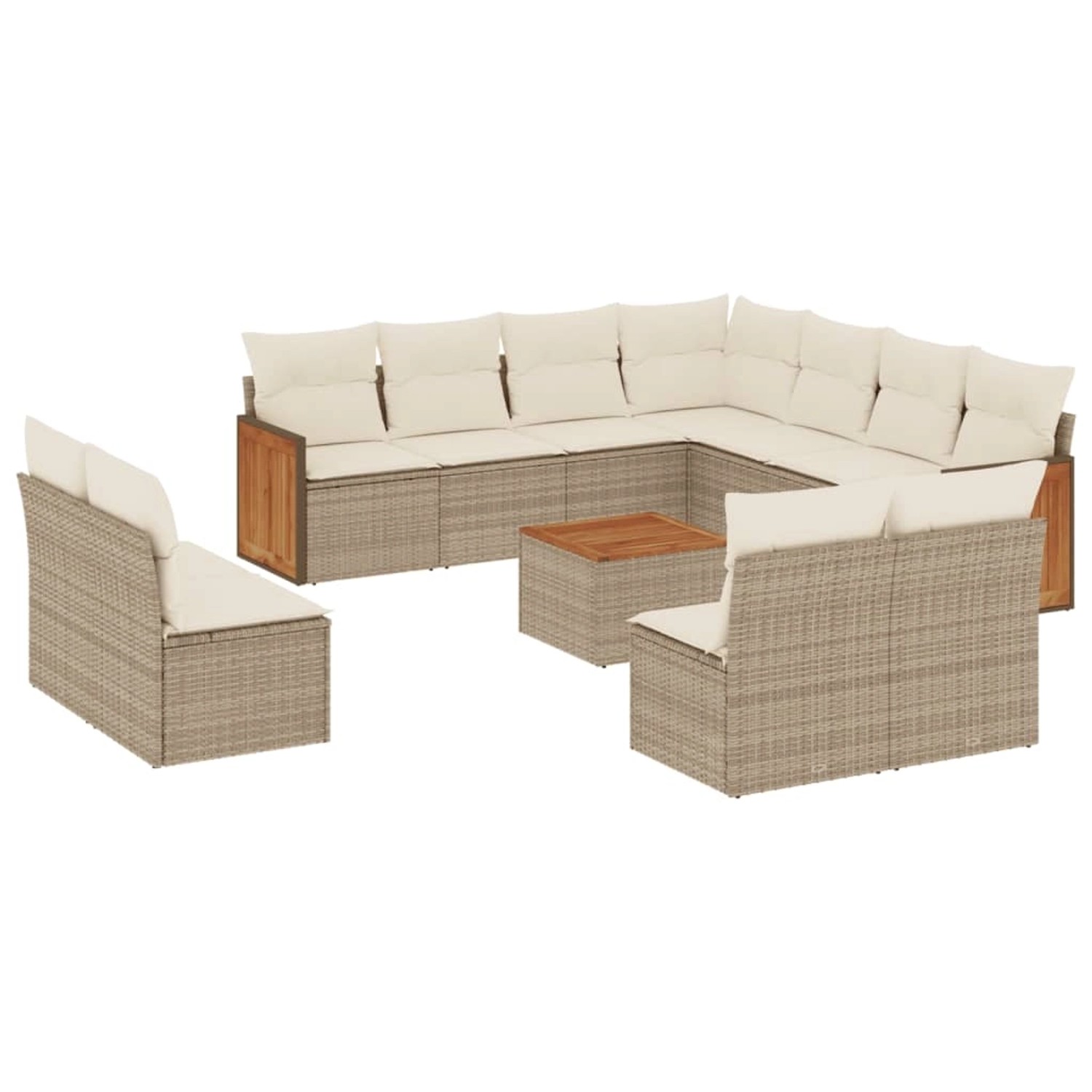 vidaXL 12-Tlg Garten-Sofagarnitur mit Kissen Beige Poly Rattan 3260175 günstig online kaufen