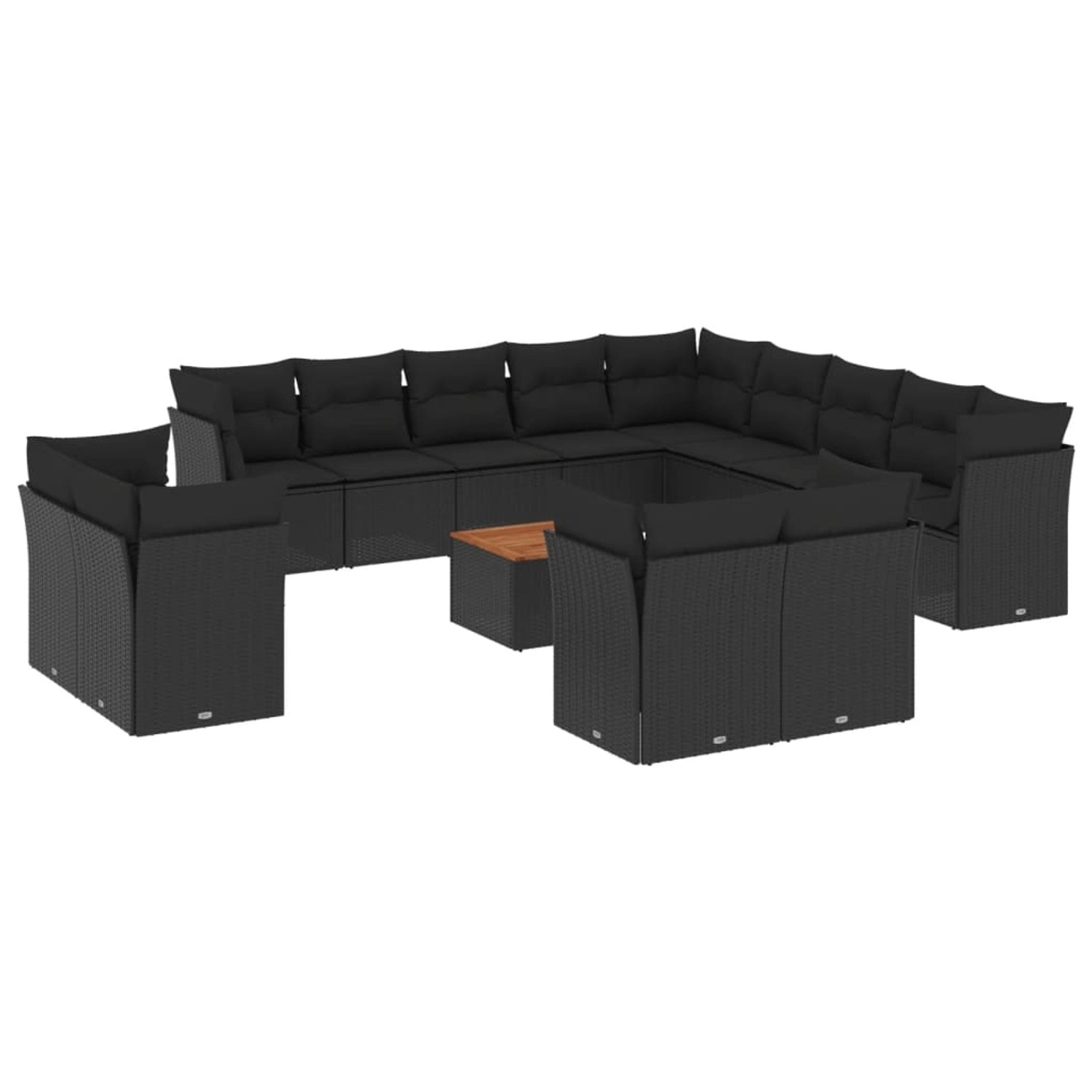 vidaXL 14-tlg Garten-Sofagarnitur mit Kissen Schwarz Poly Rattan Modell 10 günstig online kaufen