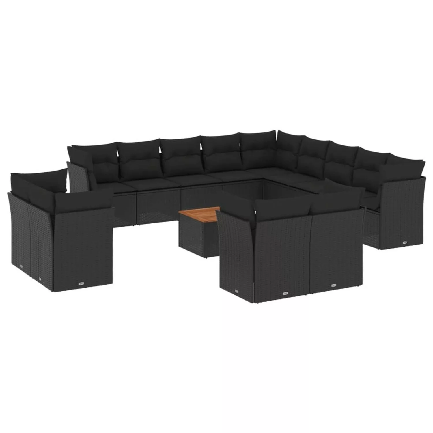 vidaXL 14-tlg Garten-Sofagarnitur mit Kissen Schwarz Poly Rattan Modell 10 günstig online kaufen