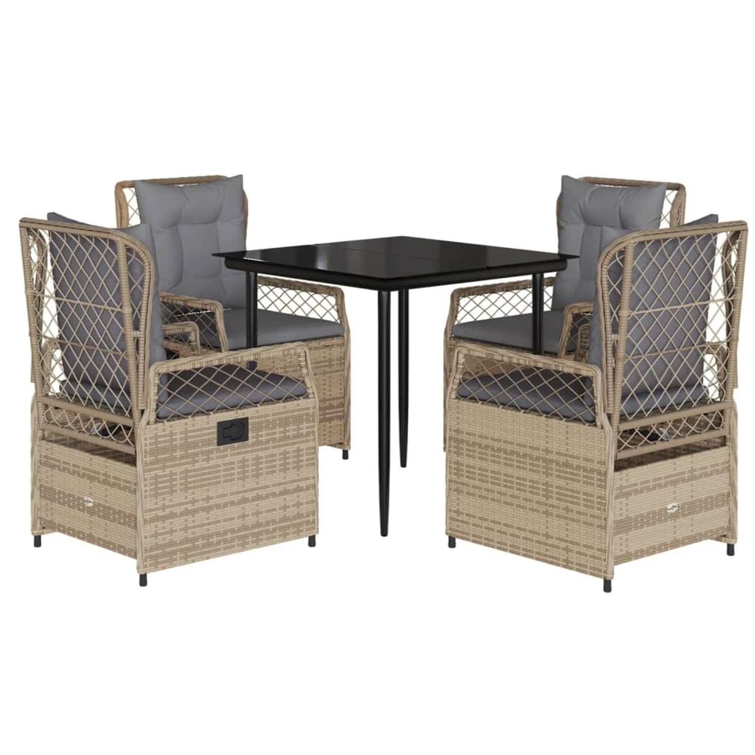 vidaXL 5-Tlg Garten-Essgruppe mit Kissen Beige Poly Rattan 3263000 günstig online kaufen