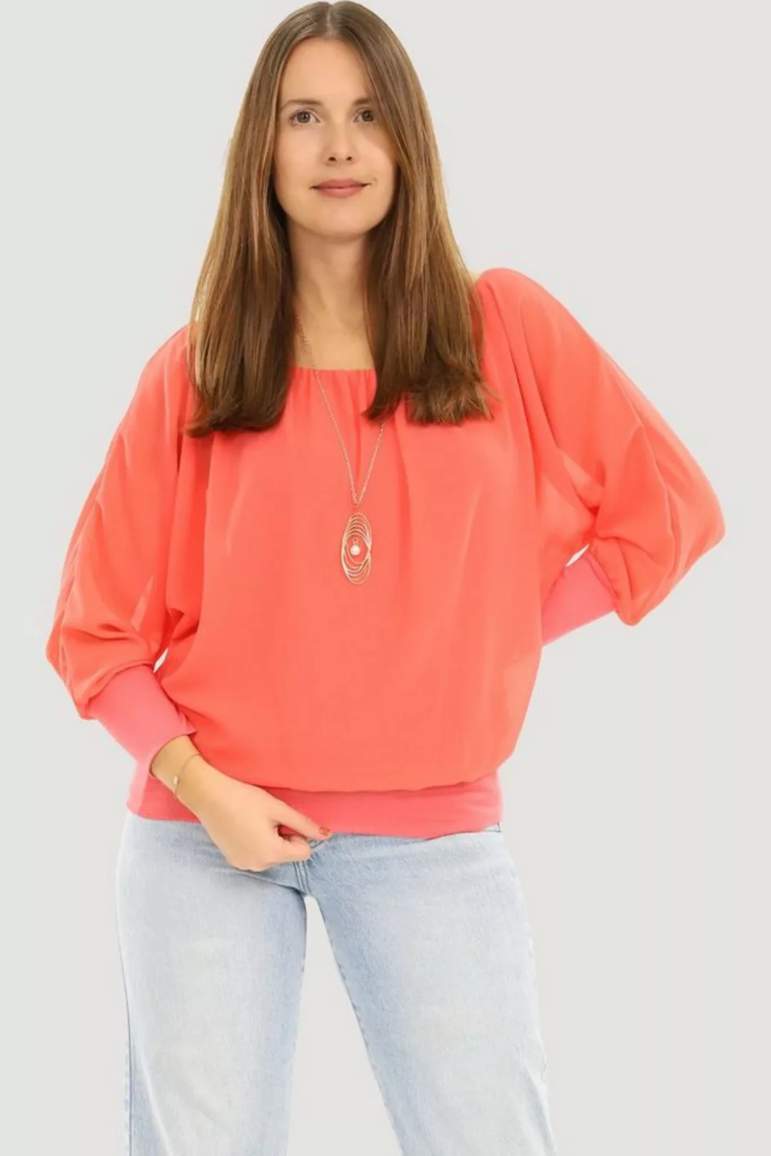 malito more than fashion Chiffonbluse 1133 Bluse mit Fledermausärmeln Einhe günstig online kaufen