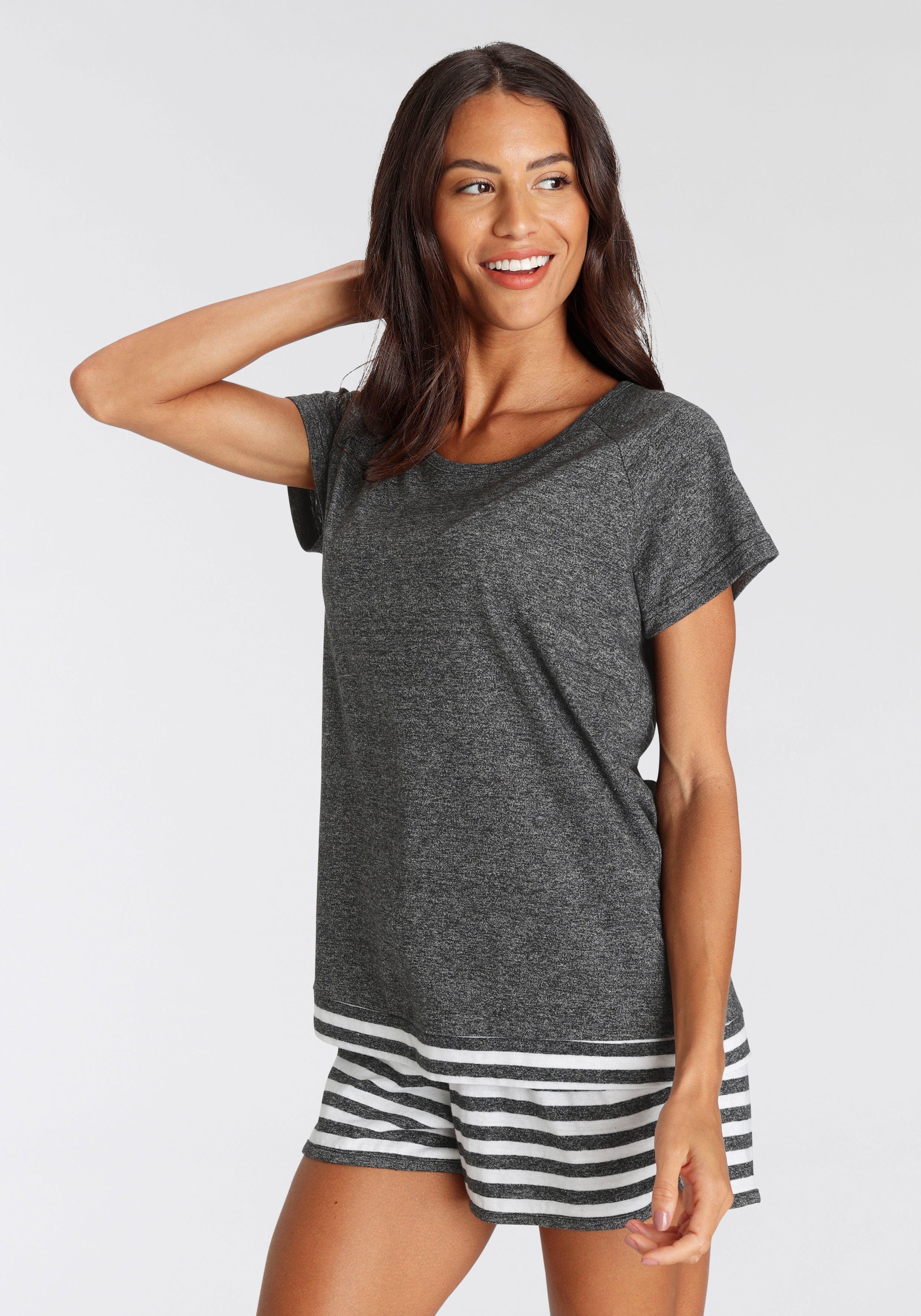 Vivance Dreams Shorty, (2 tlg.), mit Streifen-Details günstig online kaufen
