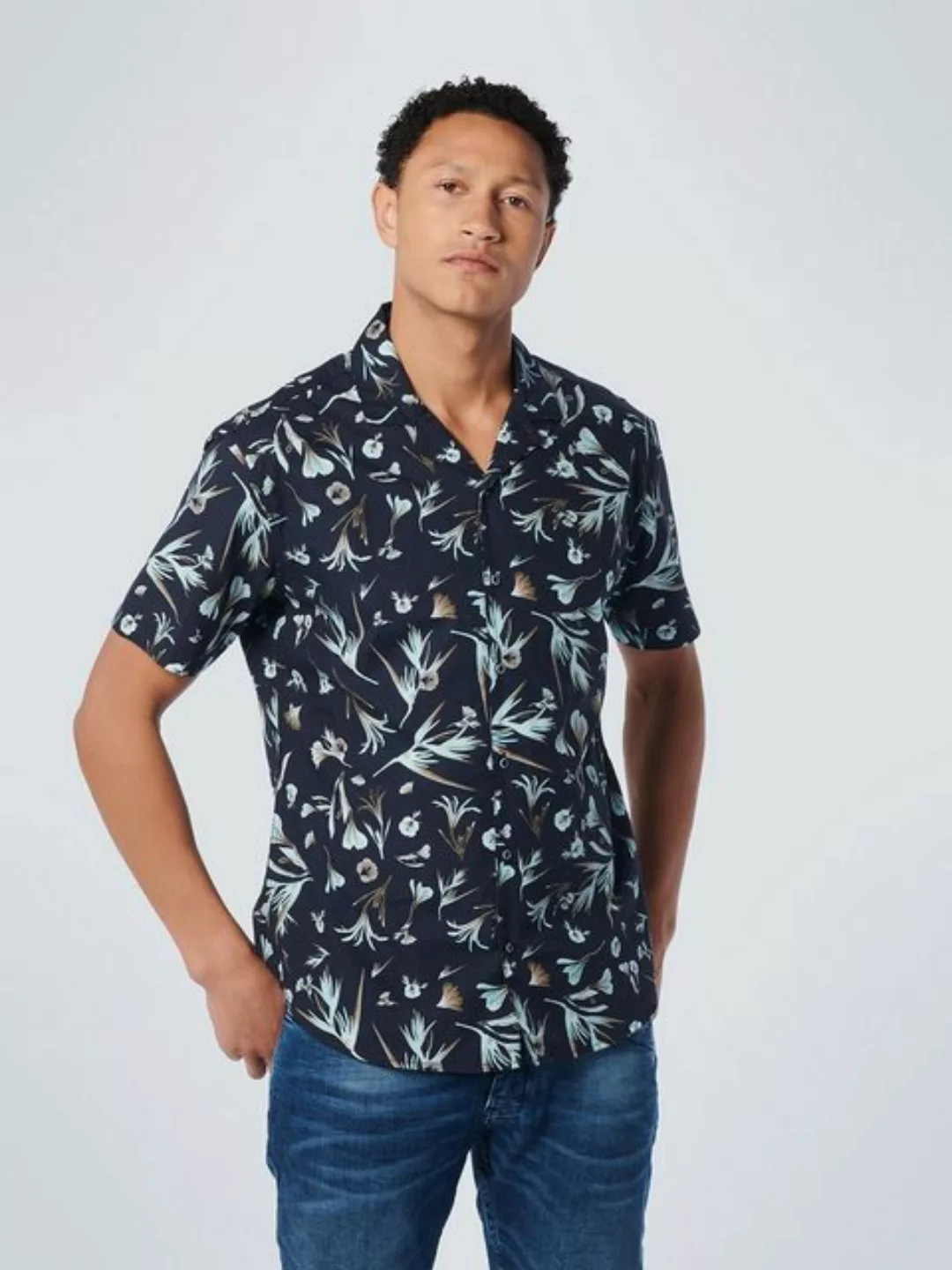 NO EXCESS Kurzarmhemd - Hemd mit Allover-Print - Freizeithemd günstig online kaufen