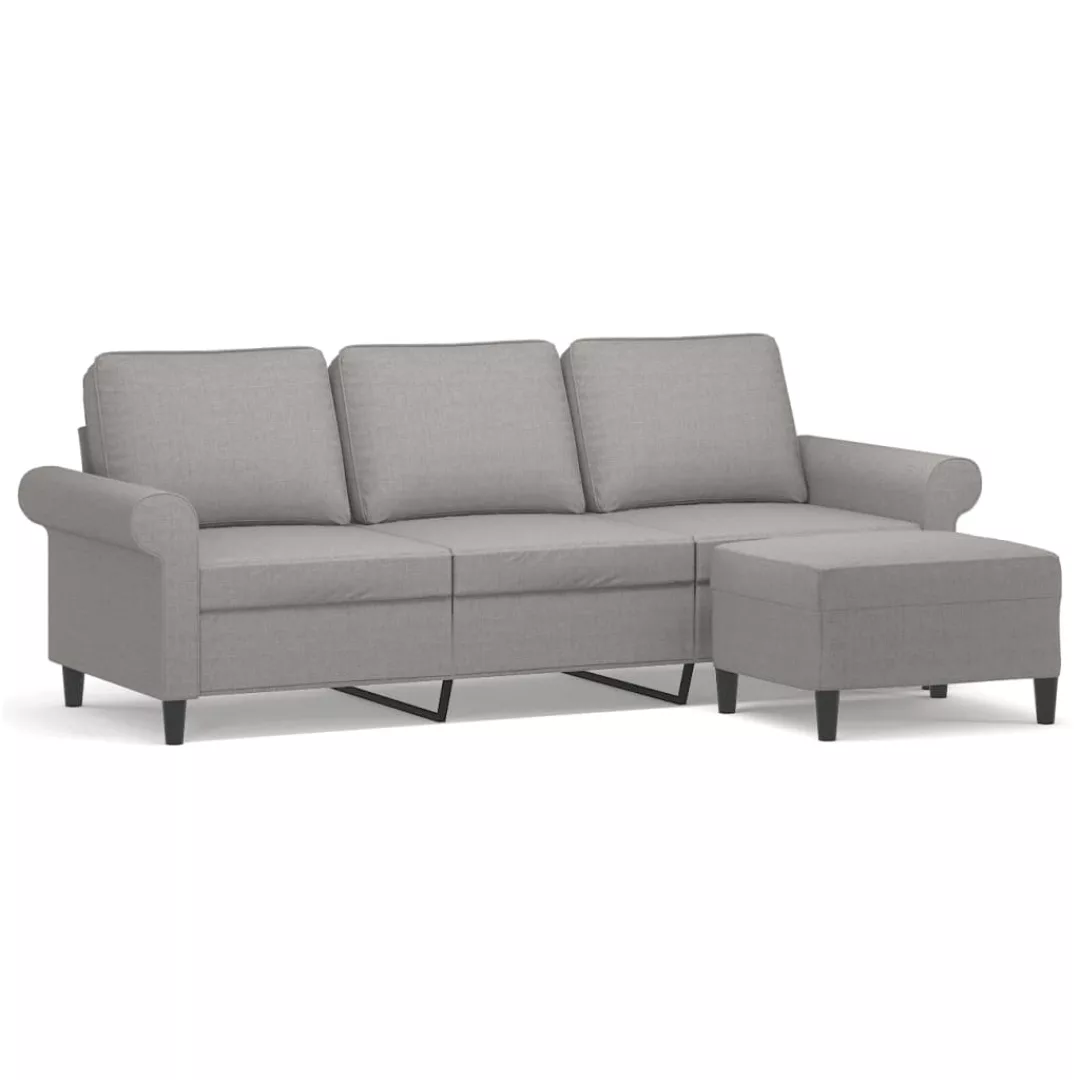 Vidaxl 3-sitzer-sofa Mit Hocker Hellgrau 180 Cm Stoff günstig online kaufen