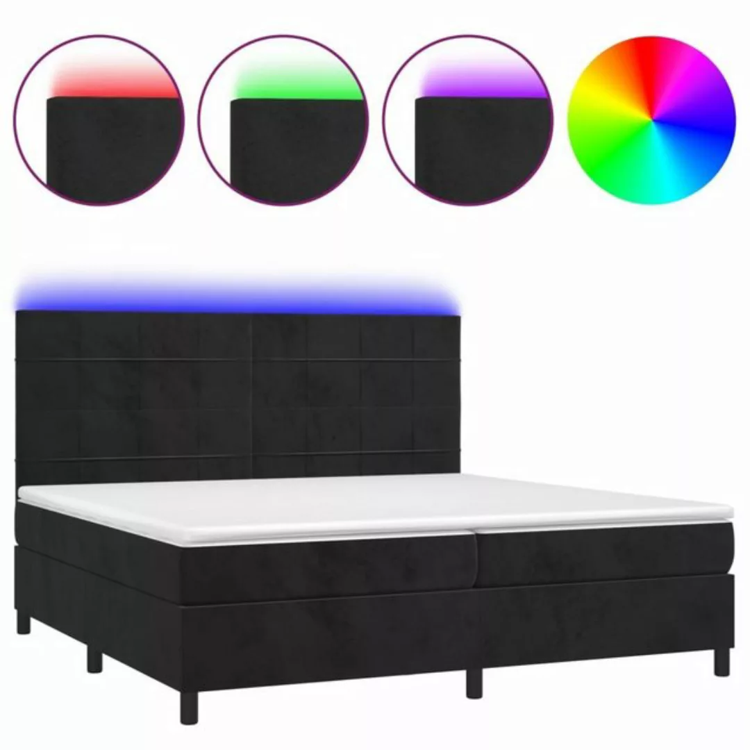 vidaXL Bettgestell Boxspringbett mit Matratze LED Schwarz 200x200 cm Samt B günstig online kaufen