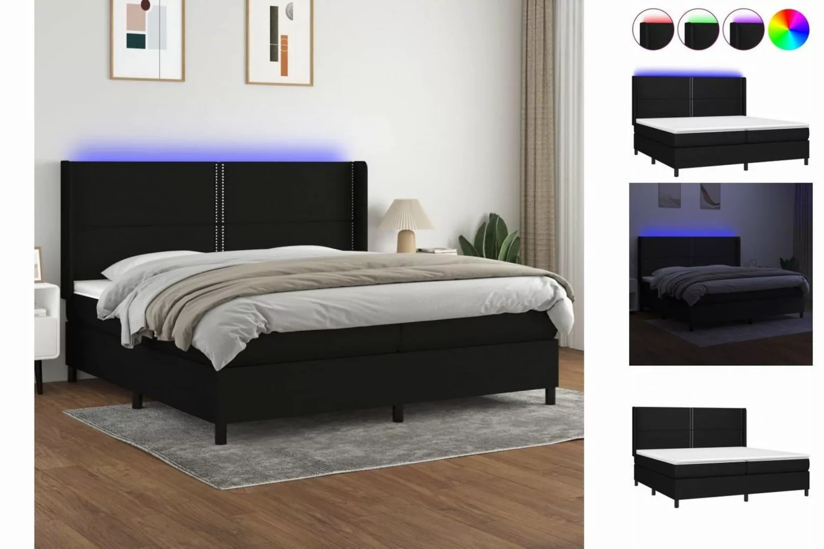 vidaXL Boxspringbett Boxspringbett mit Matratze und LED Stoff (200 x 200 cm günstig online kaufen