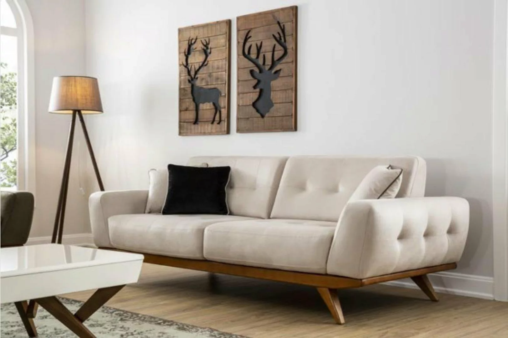 JVmoebel 2-Sitzer Sofa 2 Sitz Design Wohnzimmer Polster Holz Leder Moderne günstig online kaufen