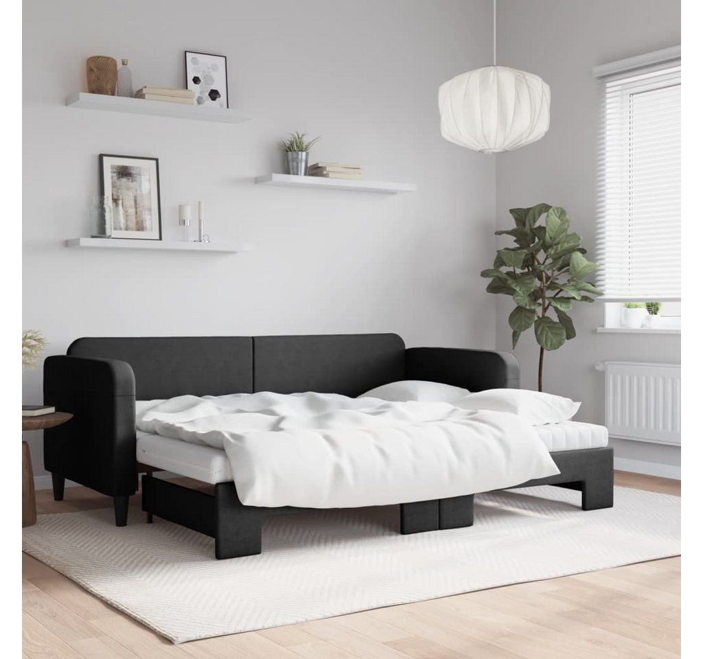 vidaXL Gästebett Gästebett Tagesbett Ausziehbar mit Matratzen Schwarz 80x20 günstig online kaufen