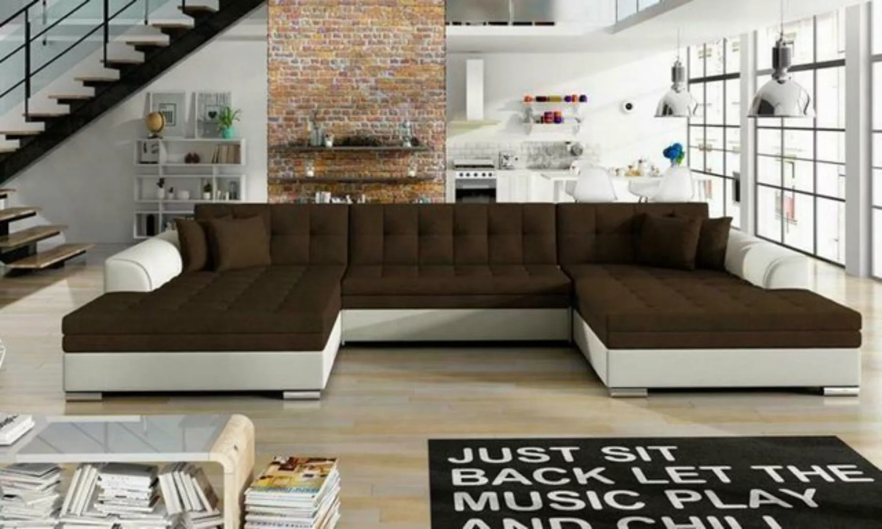 JVmoebel Ecksofa, Klassisch Design Ecksofa Vento Bettfunktion Couch Leder P günstig online kaufen