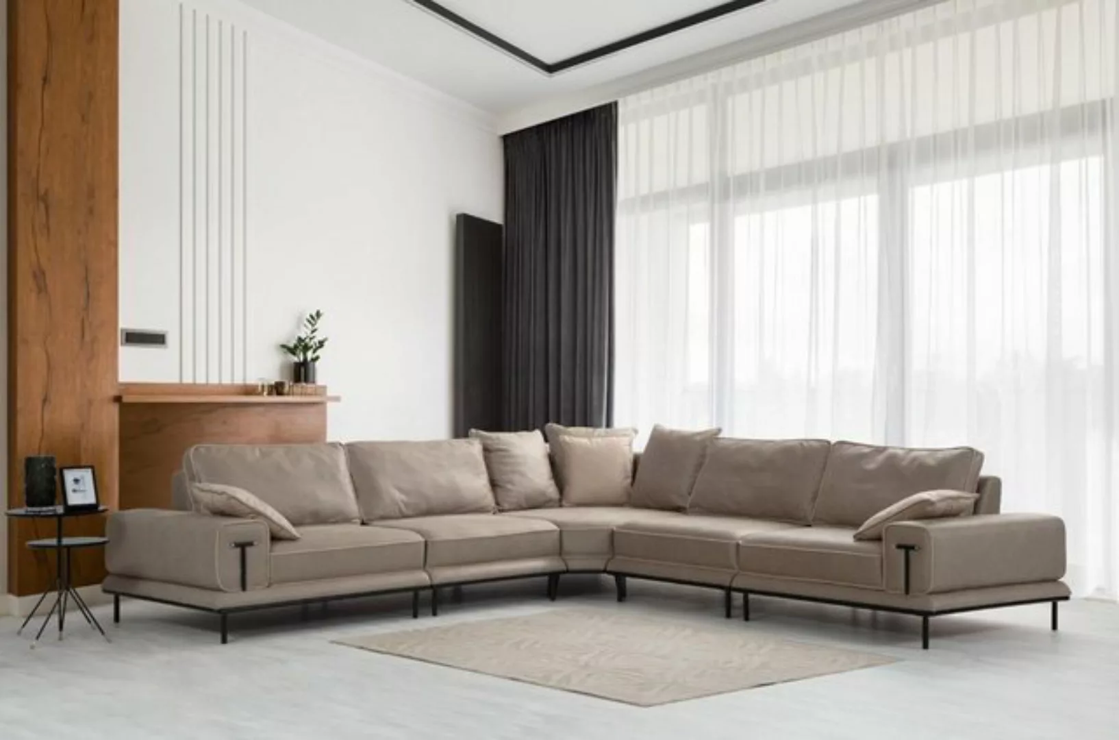 Xlmoebel Ecksofa Zeitgemäßes Beiges Designer-Ecksofa in L-Form für Ihr Wohn günstig online kaufen