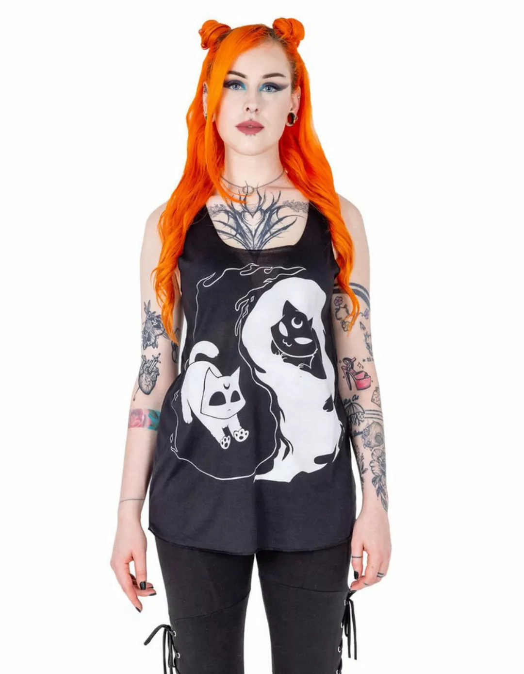 Cupcake Cult Tanktop Yin Yang Cats Gothic Goth Oberteil Katzen Hexe Okkult günstig online kaufen