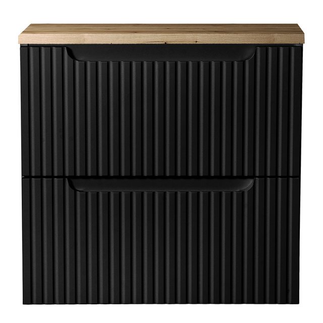 Lomadox Waschbeckenschrank NEWPORT-56-BLACK 60cm, in schwarz mit Eiche, ger günstig online kaufen